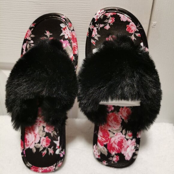 Shoes - Home Fuzzy Slippers for Women Open Toe, Indoor Plush Thong Slippers Flip Flops